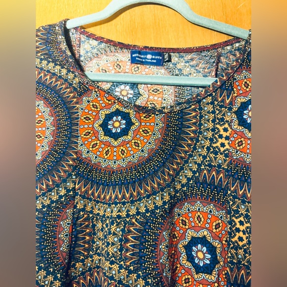 MEXICALI BLUES Size L/XL Pattern Trapeze Dress In Autumn Tones - Picture 3 of 3